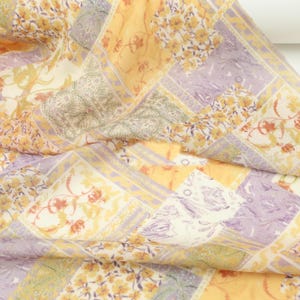 Ginger Yellow Purple Oil Painting Flower Geometric Block Printing ...