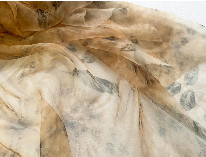 1.45 meterS wide brown Leaf printing dyeing gauze mesh yarn gauze fabric cardigan shirt skirt dress design clothing material Y29C57L241219V image 17