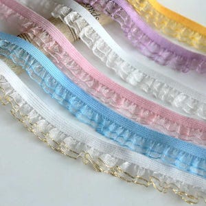 10 Meter 1,5 cm 0,59 "breite multi Farbe elastische Rüschen-Falten-Einfassung Kleid Rock Spitzenbesatz Band Kleidungszubehör Material T21P31C250211V