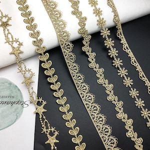 5 yards 1-2 cm breed goud hol bloemen stof borduren trouwjurk lingerie rok shirt kant trim lint tapes Z34E82P230715C