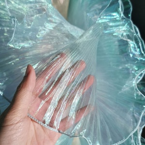 Bunte Meerjungfrau gekräuselt große Ränder Illusion Organza Gaze Kleid Rock Hemd Mantel dekoratives Zubehör Spitzenbesatz Band T46P43PL240529P S