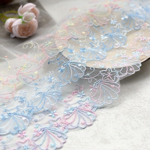 3 meter 15,5 cm 6,1" breed roze/paars/blauw gaas gaas borduren lingerie rok kleding jurk randen kant trim lint B14T1565K250529U