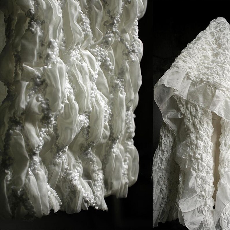 68cm Wide Light Beige Elastic Bubble Pleated Texture Fabric Dance Skirt