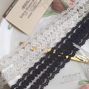 10 iarde 2 cm 0,78" di larghezza nero/avorio rosa ricamo bambola gonna abito da ballo camicia bordo materiale pizzo nastro C19U94K231012V