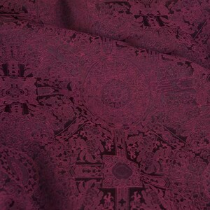 Dark fuschia Vintage intricate jacquard fabric soft breathable jacket vest skirt dress shirt outfit robe clothing material V11T423E260811C S