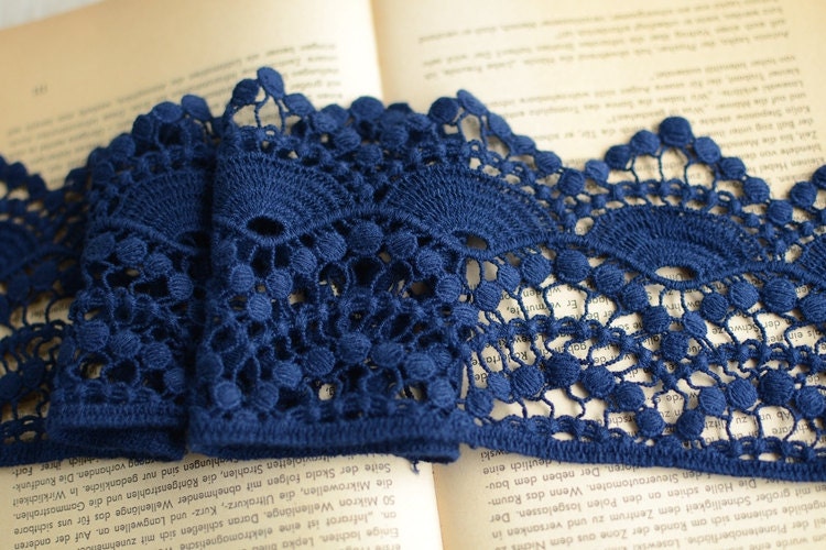 5 mètre 11cm 4,33" large noir bleu tissu coton brodé bandes de garniture de dentelle ruban 3648 navire gratuit 5 mètre 11cm 4,33
