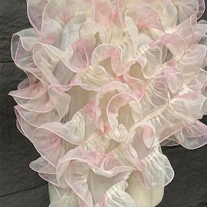 Pink / blau / apricot 40 cm 15,7 "breite Große Welle Spitzenstoff Organza Mesh-Manschette Rock Kleid Dekoration Design Zubehörmaterial V37G122K250318P