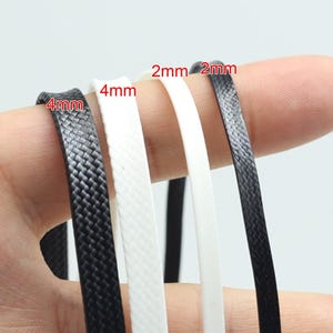 10メートル 2-4mm幅 ブラック/アイボリー フラットロープ ワックス糸 DIY ブレスレット ネックレス PUレザー バッグ リボン ペンダント 吊り下げアクセサリー V7K14C250326T