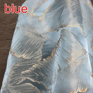 1,45 meter bred bladblå guld siden jacquard satin linne präglat tyg byxklänning kjol jacka design klädmaterial V37G117K250214P