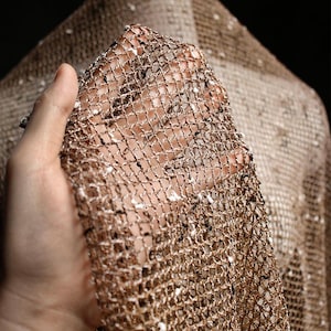 1,45 Meter breit Vintage braun gestrickt Netz Gaze ausgehöhlt durchsichtig durchsichtig Bekleidung Stoff Rock Kleid DIY Material Y26V216P250120C