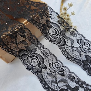 10 Meter 5,6 cm 2,2 "breite schwarze floral Gaze Mesh Spitzenbesatz Band DIY Kleid Rock Kragen Ärmel Kleidung Kanten Zubehör C42F208P250523C