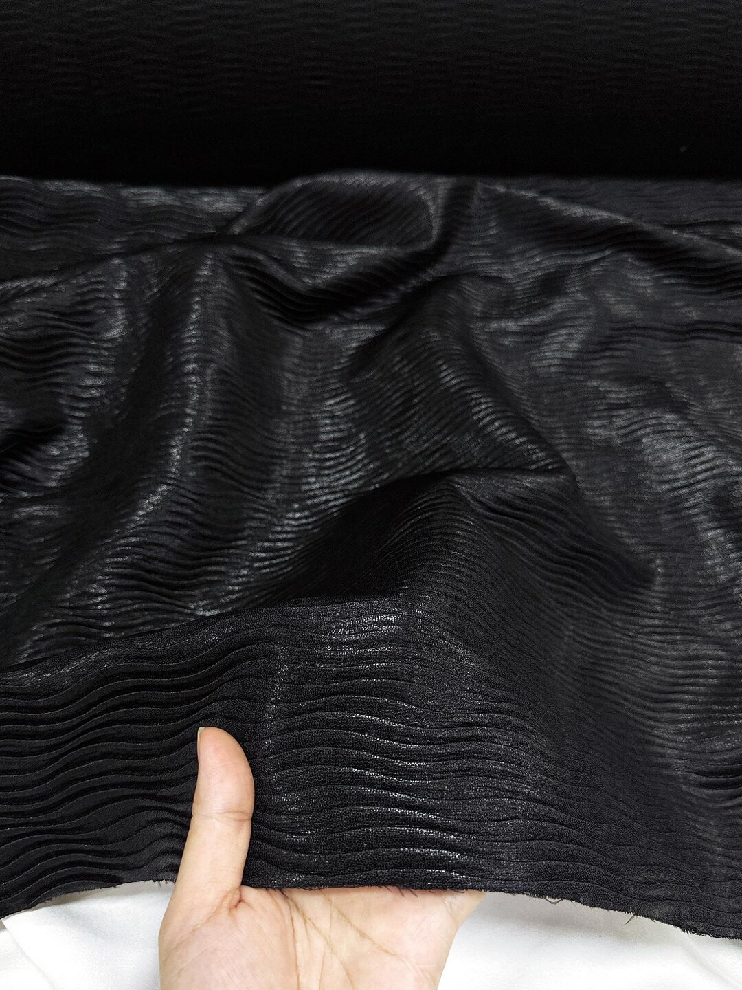Clothes Ripple 1.5 Meters Wide Black Layers Water Ripple Wrinkled Fabric DIY Jacket ...