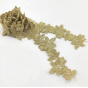 5 jardas 4,5 cm 1,77" de largura ouro floral flor tecido bordado vestido saia camisa lingerie mangas borda renda guarnição fita pano Z34E269L230713Y