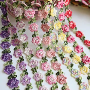 5 Meter 2 cm 0.78 "breites buntes Blumen Gewebe Stickerei Spitzenbesatz Bandkleid Rock Hemd DIY Bordüren Dekoration Material T21P45C250212V