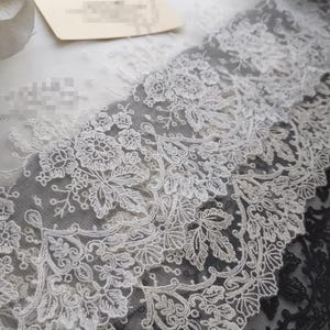 2ヤード 19 cm 7.48インチ幅 ブラック/アイボリー/ベージュ ガーゼ 花柄 刺繍 子供 人形 スカート ドレス カーテン 縁取り レース トリム リボン C19U165E240905V