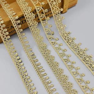 2-5 yards 1,5-11,5 cm breed gouden holle bloemen blad geschulpte ambachtelijke stof borduren jurk lingerie mouwen kant trim lint Z34E247T220908Y