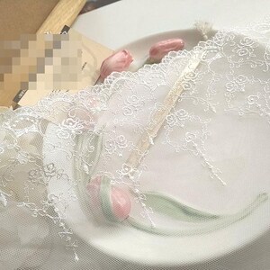 5 yardas 19 cm 7,48" de ancho gasa rosa marfil bordado falda infantil baile vestido de boda camisa borde material encaje cinta C19U144E231015V