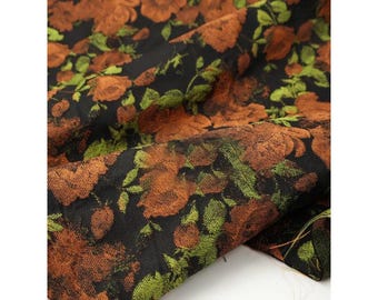 Silhouette black background oil painting rose jacquard fabric jacket coat dress skirt shirt suit clothing desing material Y32T137V260117B S