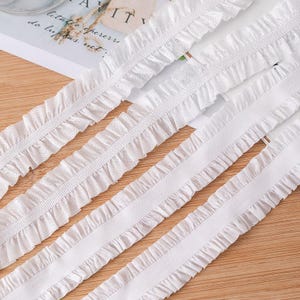 10 Meter 2,5 cm 0.98" breit Elfenbein elastisch dehnbar Rüschen Spitzenband Unterwäsche Kleid Rock DIY Handwerk nähen Material C39Y426M250325J