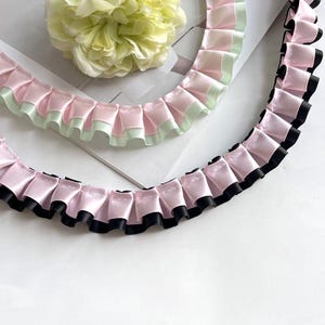5 metri 2,5 cm 0,98" di larghezza rosa verde nero raso volant arricciato abbigliamento per bambini fatto a mano fai da te decorazione bordi pizzo fascia T21P3C250127V