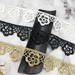 5 yards 3,3cm 1,29" breit schwarz/weiß/gold stoff stickerei kleid rock hemd kleidung Spitzenbesatz band Bänder Z34E88J230716V