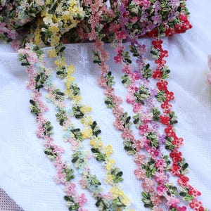 5メートル 2 cm 0.78インチ幅のカラフルな花柄生地刺繍レーストリムリボンドレススカートシャツDIY縁飾り素材T21P55C250213V