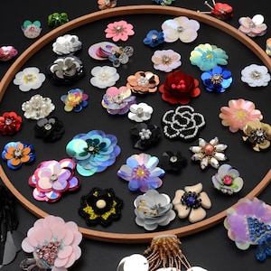 Perles cousues à la main paillettes strass fleur floral autocollant bricolage sac de vêtements robe accessoires chaussures décoration appliques patchs W38A7C250319V S