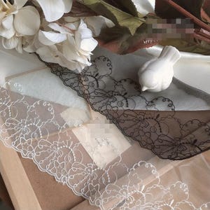5 jardas 11 cm 4,33" de largura gaze concha preta/marfim bordado saia infantil vestido de noiva camisa material de acabamento renda fita C19U138E231015V