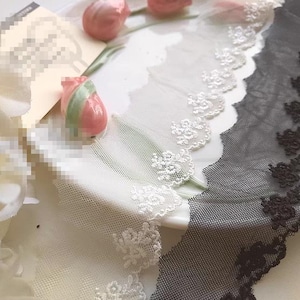 10 yards 5 cm 1,96" breit schwarz/ivory muschel rose gaze Stickerei Rock Hochzeitskleid Hemd Einfassung Stoff Spitzenband C19U102K231014V