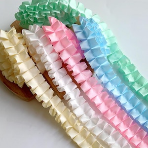 10 Meter 2,5 cm 0,98 "breites multi Farbe Satin Rüsche Falte Einfassung Kleid Rock Spitzenbesatz Band Kleidung Accessoires Material T21P30C250211V