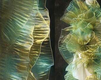 3 mètres 16 cm 6,29 po. de large, vert jaune, dégradé laser, volants plissés en dentelle, ruban, jupe, bordure, matériau de décoration Y26V97P240509V