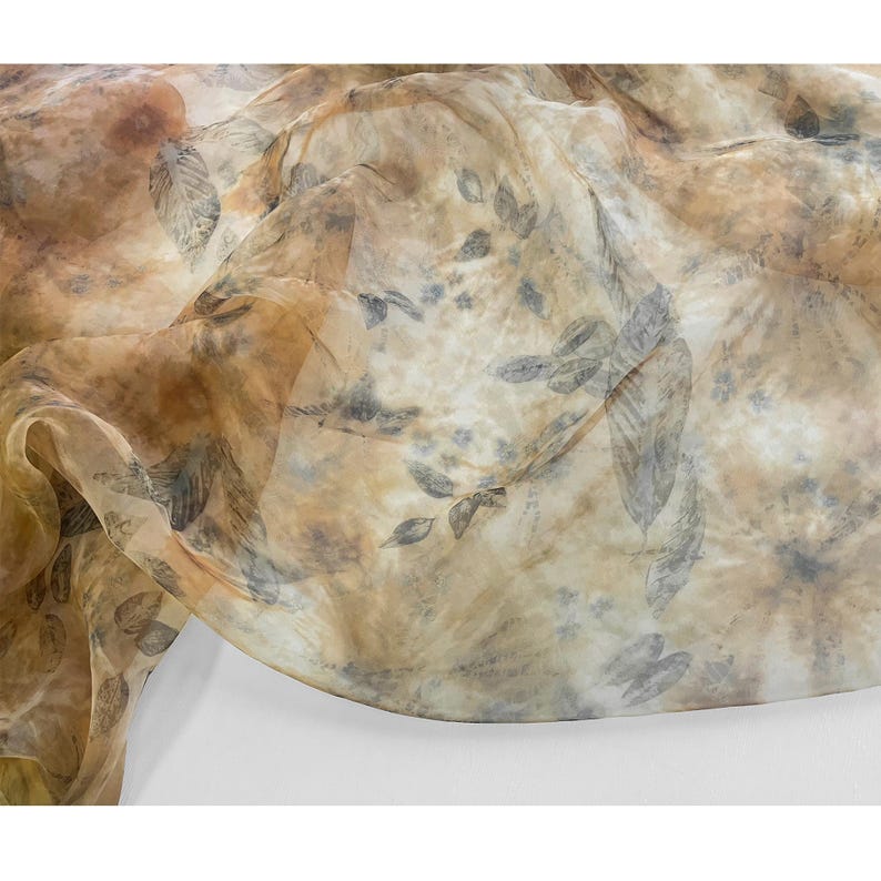 1.45 meterS wide brown Leaf printing dyeing gauze mesh yarn gauze fabric cardigan shirt skirt dress design clothing material Y29C57L241219V image 12