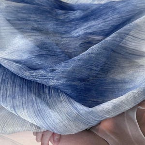 Soft semi transparent blue irregular tie dye printed double crepe chiffon fabric dress skirt shirt pants clothing material Y32T94V251016B S