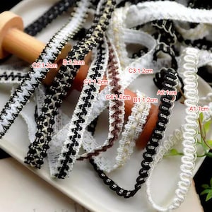10 metros 1-1,2 cm de ancho negro/blanco/café trenza diy material de costura accesorios vestido falda camisa tela encaje cinta de adorno N20T538R230602U