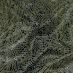 Dark green coating printed snake skin texture ealstic fabric jacket skirt dress cardigan shirt pants vest clothing material C23T381C260810V