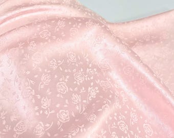 1.45 MeterS wide Pink Glossy Rose Satin jacquard soft fabric DIY handmade shirt skirt dress pants design clothing material T17V62Y241212C
