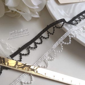 10 jardas 1,3 cm 0,51" de largura preto/marfim vieira bolinhas bordado boneca infantil saia vestido de noiva camisa debrum renda guarnição fita C19U26K231011V