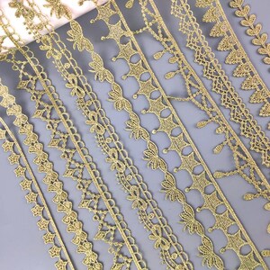 10ヤード 1.5-3.6 cm幅 ゴールド生地 刺繍 子供 DIY ドレス スカート シャツ ランジェリー 袖 エッジ レース トリム リボン 素材 Z34E273L230715Y
