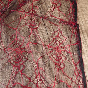 1.5 meters wide Black/ivory/red Spider web thin transparent mesh messy texture fishnet fabric DIY dress skirt pants material I41Y198P250909S