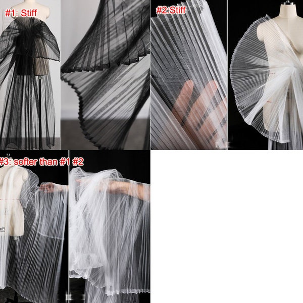 1X1.5 meters wide black/white stiff ruffled pleated wrinkle crushed gauze tulle mesh DIY fabric material clothing garments I41Y17V230213T