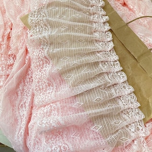 2 Meter 23 cm breites rosa Chiffongewebe Rüsche Faltenvorhang Tanzkleid Rock Ärmel Einfassung Dekoration Spitzenband C24X909P241104C