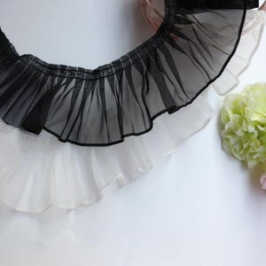 5 meter 7 cm 2,75" breed zwart/wit organza tule kant trim lint rimpel manchetten rokken zoom decoratie materiaal accessoires T21P76C250306V