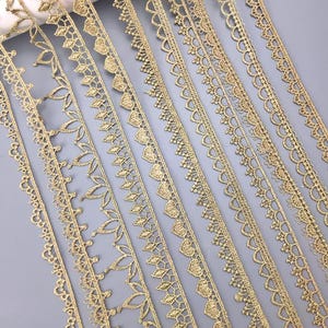 10ヤード 1-2.4 cm幅 ゴールド生地 刺繍 子供用 人形 ドレス スカート シャツ ランジェリー 袖 エッジ レース トリム リボン 素材 Z34E274L230715Y