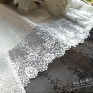 5 yardas 20 cm 7,87" de ancho negro/marfil floral rosa gasa bordado muñeca diy falda vestido camisa borde material encaje cinta de adorno C19U119T231014V