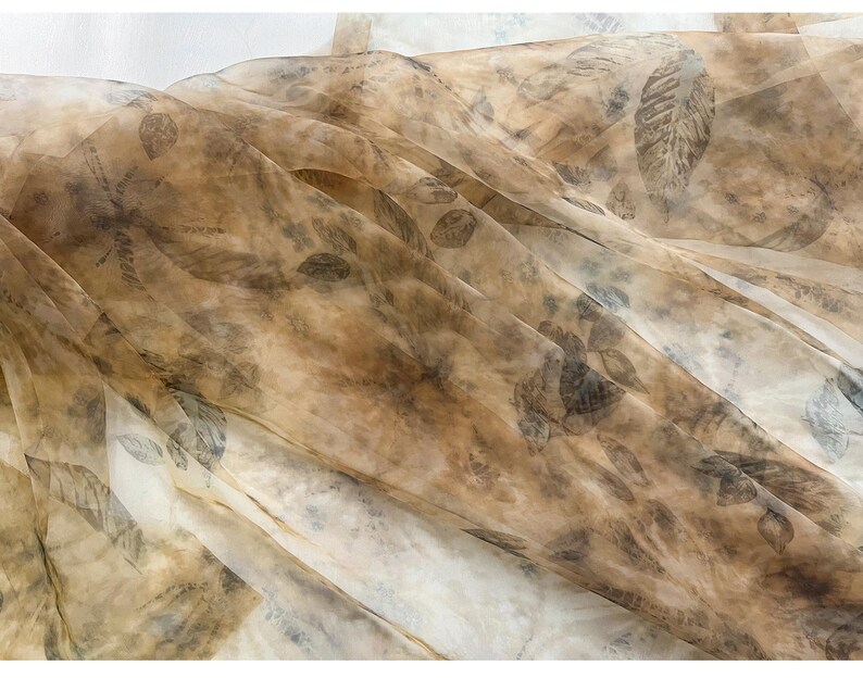 1.45 meterS wide brown Leaf printing dyeing gauze mesh yarn gauze fabric cardigan shirt skirt dress design clothing material Y29C57L241219V image 16