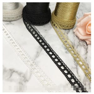 10 yards 1,5 cm 0,59" breed zwart/wit/gouden stof borduren trouwjurk rok shirt kleding kant trim lint tapes Z34E98M230716V