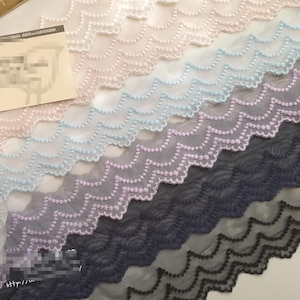 Cinta de encaje para bordar en gasa negra, marfil, rosa, azul, azul marino y violeta, de 5 yardas y 9 cm de ancho, para vestido de novia, falda de muñeca, C19U15K231010V