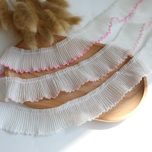 5 metros 3 cm 1,18" de largura chiffon marfim babado rugas faça você mesmo vestido feito à mão saia renda guarnição fita acessórios de borda material T21P46C250212V