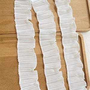 10 Meter 4 cm 1,57" breite Elfenbein Chiffon plissierte Rüschen Kante Akkordeon Kragen Puppenärmel Kleid Rock Spitzenbesatz Accessoires V24X706K230714V