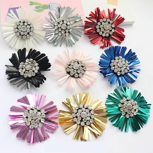 5 pezzi 6 cm 2,36" di larghezza 7 colori Strass paillettes perline fiore di sole borse cappelli gonne scarpe accessori fai da te materiale applique toppa K38V2V241118T